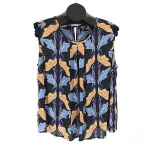 ASOS Floral Crepe Blouse Women’s Plus Size 22 Sleeveless Keyhole Sheer Viscose